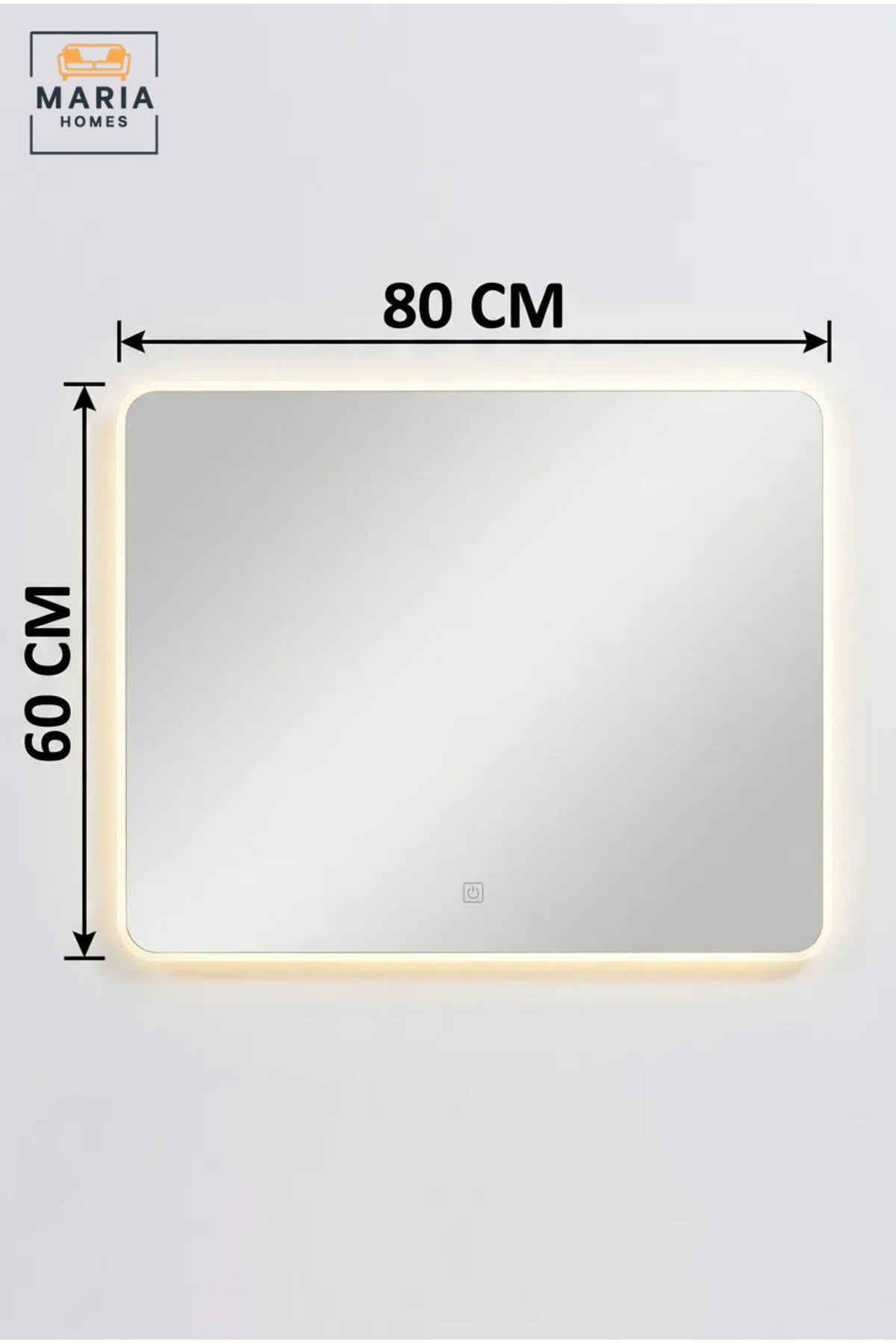 Modern Rectangular LED Wall Mirror with Touch Sensor, Backlit Frameless Vanity Mirror for Bathroom, Bedroom, Dressing Room and Hotel