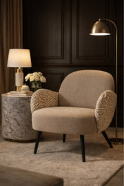 Modern Gray Upholstered Accent Armchair with Patterned Armrests Living Room Chair