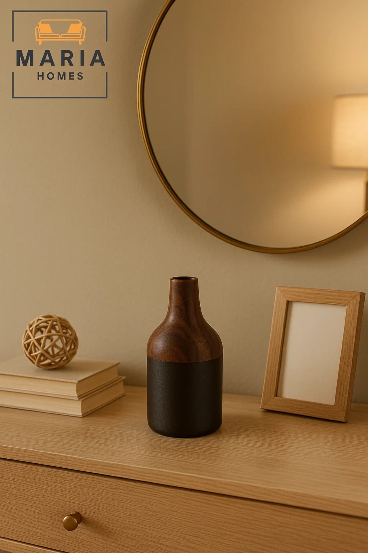 Two-Tone Ceramic Vase in Brown and Black Ð Modern Bottle Shape