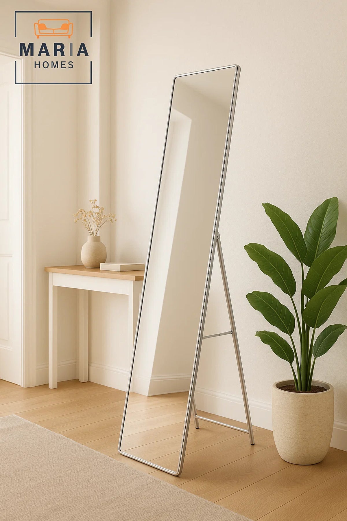 Full Length Silver Frame Standing Dressing Floor Mirror for Bedroom D≈Ωcor 160x40