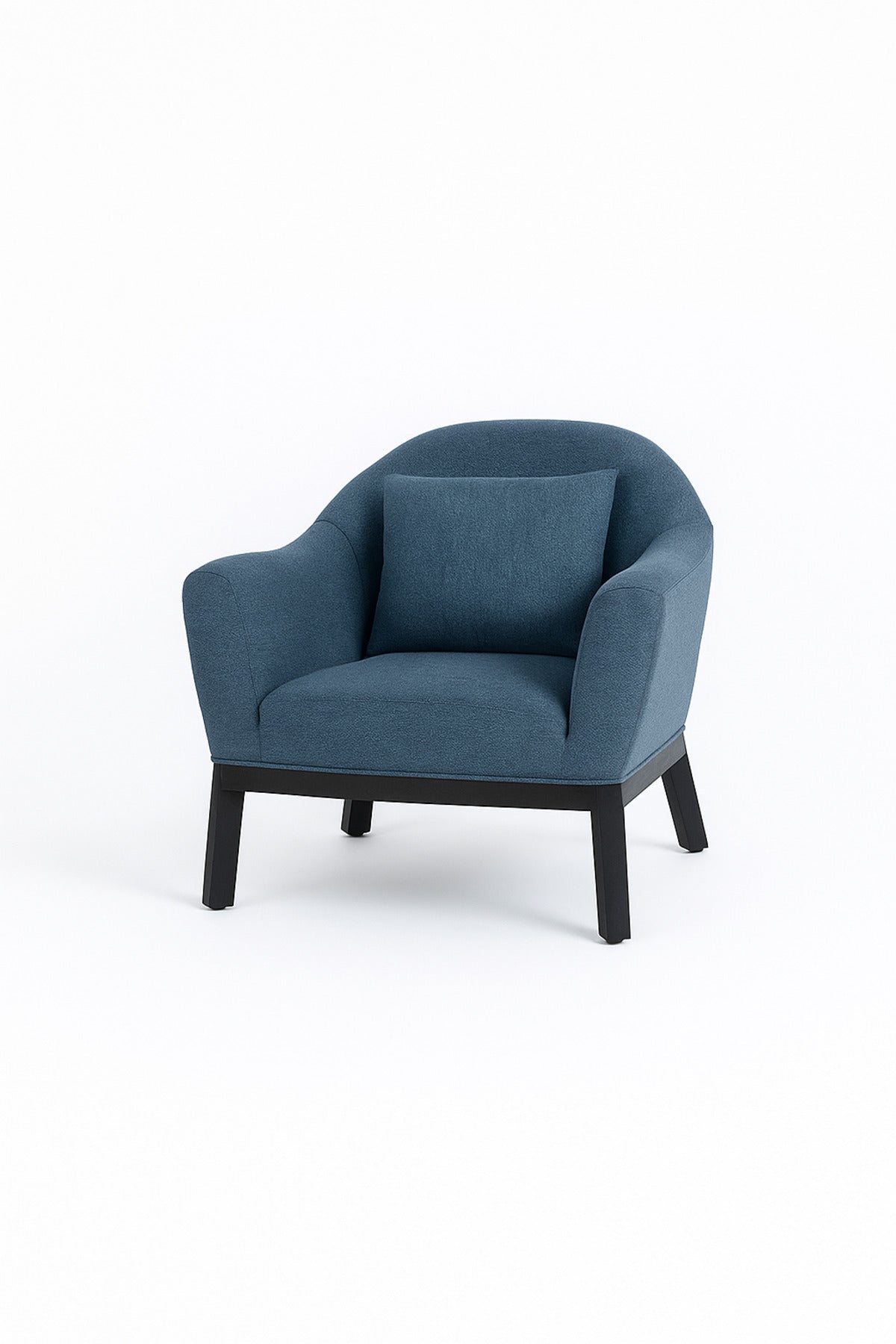 Blue Fabric Armchair Ð Modern Single Seater Lounge Chair with Cushion for Living Room & Office