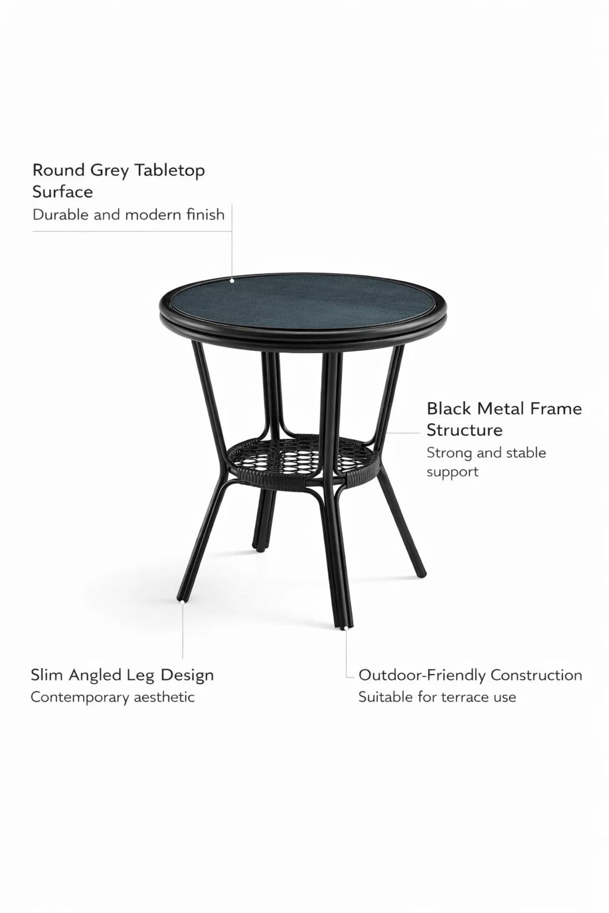 Modern Grey & Black Caf≈Ω Table with Glass Top √ê Compact Round Coffee Table