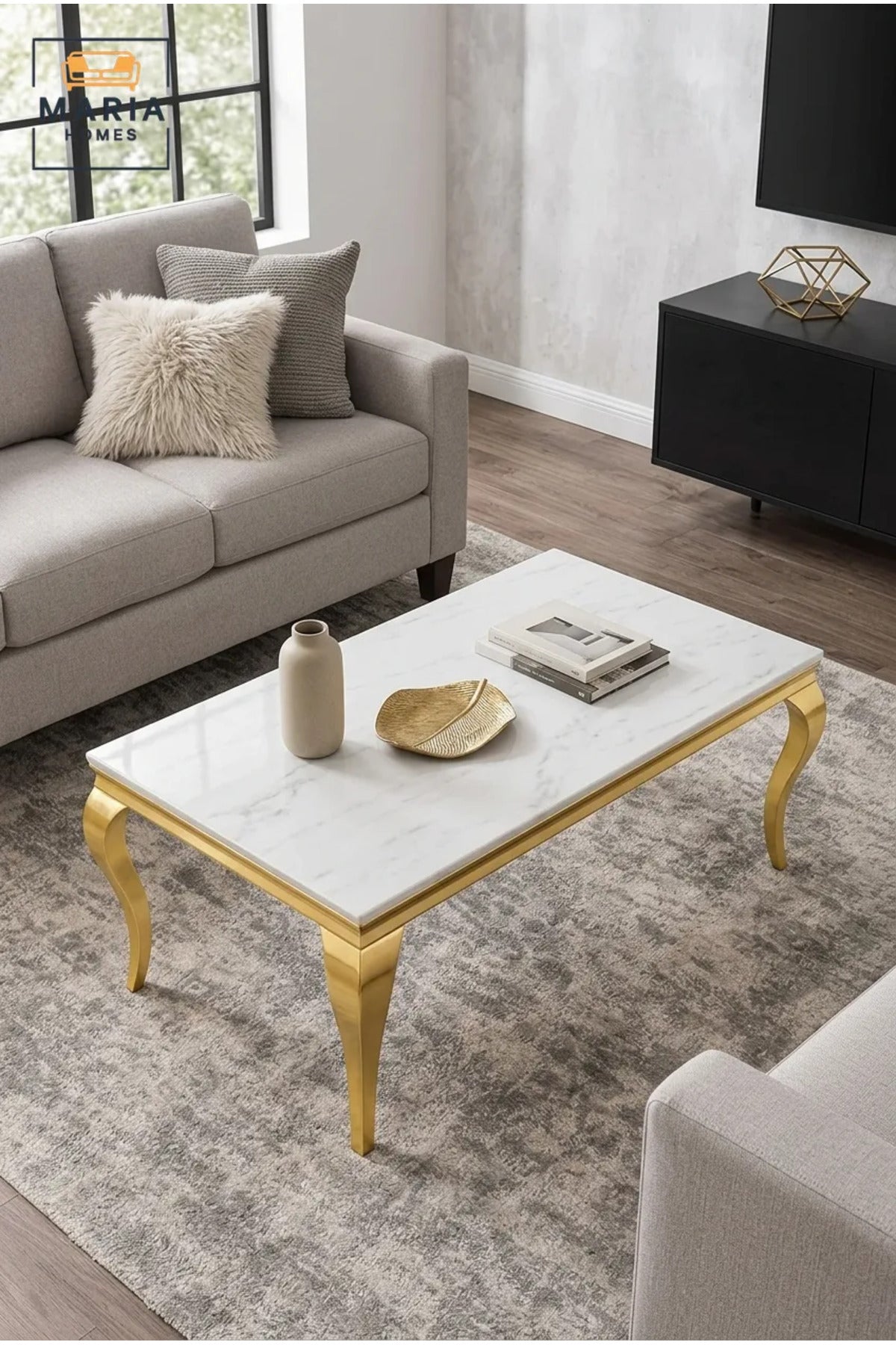 Luxury Marble Dining Table with Gold Metal Base √ê Modern Rectangular Dining Table for Dining Room & Hospitality Spaces