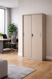 Beige Metal Office Storage Cabinet with Shelves 185 _ 85 _ 40 cm