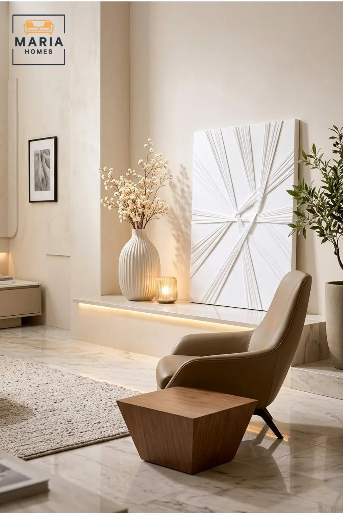 White Vertical Geometric Textured Wall Art √ê Modern Abstract Relief Decorative Artwork