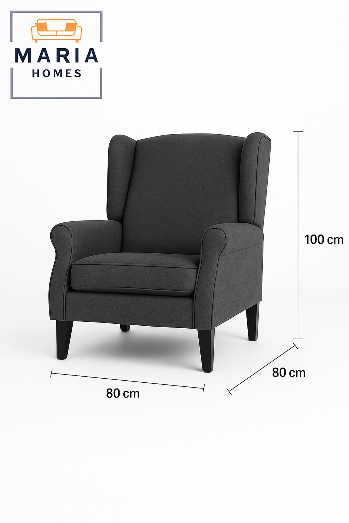 Modern Wingback Armchair with Cushion Ð Elegant Living Room Accent Chair