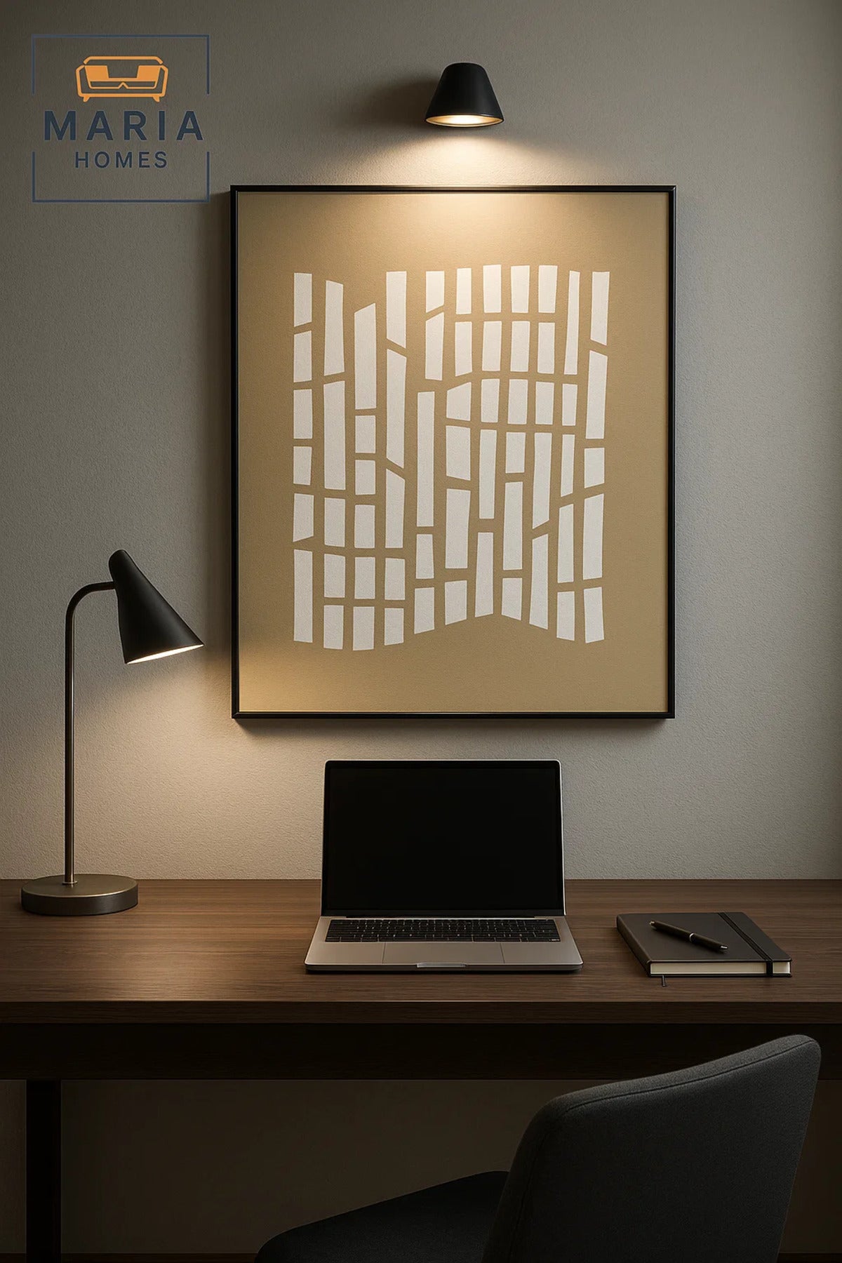 Abstract Beige Wall Art with White Cutout-Style Geometric Pattern-size80*120 CM