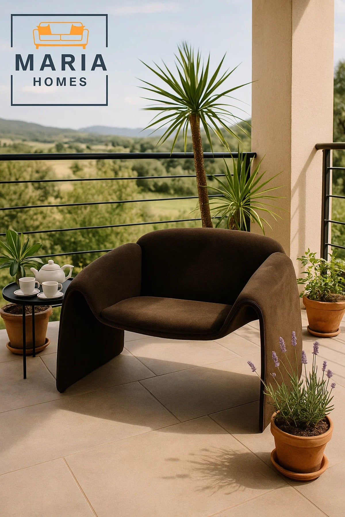 Contemporary Curved Accent Sofa