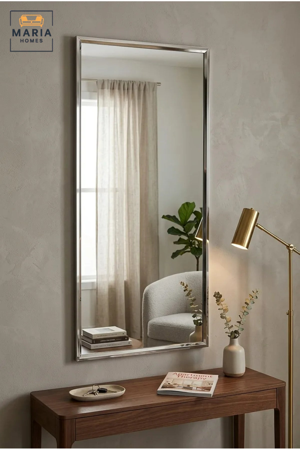 Large Rectangular Full-Length Wall Mirror with Slim Bevelled Frame, Modern Decorative Dressing Mirror for Bedroom, Hallway, Entryway and Vanity Area