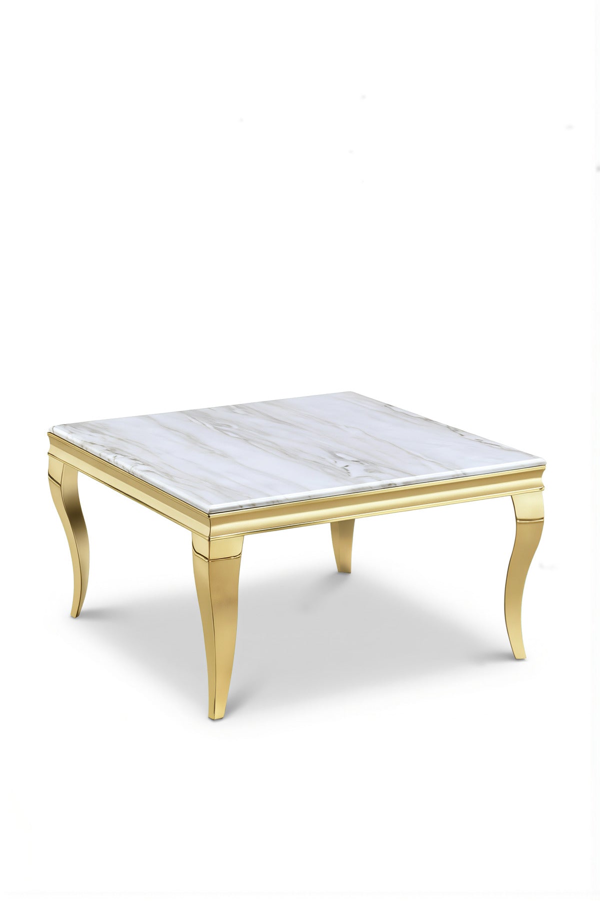 Modern Luxury Square Marble Coffee Table 90_90_50 cm with Elegant Gold Base