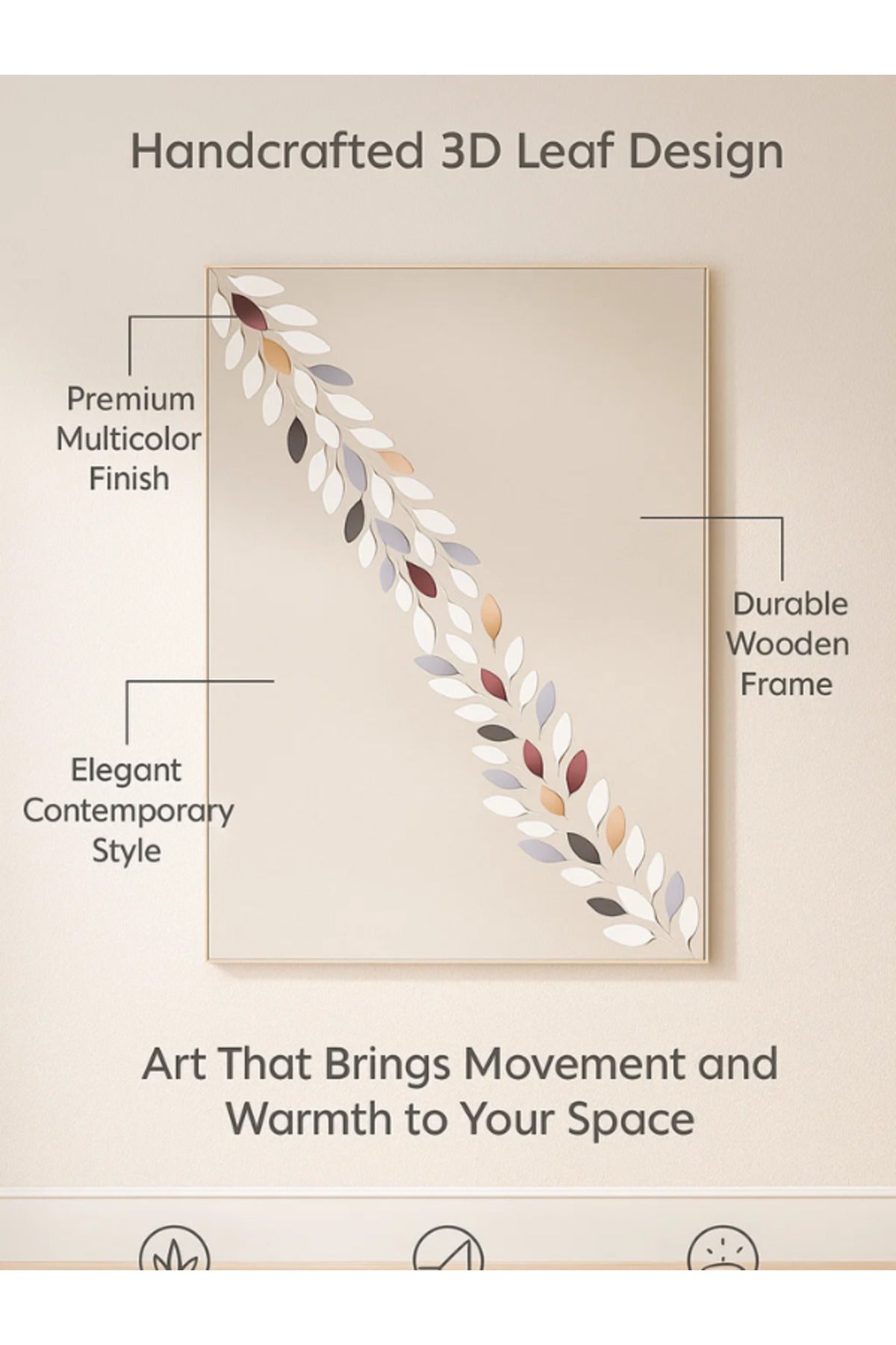 Modern Abstract Wall Art Ð 120_80 cm Multi-Color Diagonal Leaf Pattern Framed Canvas