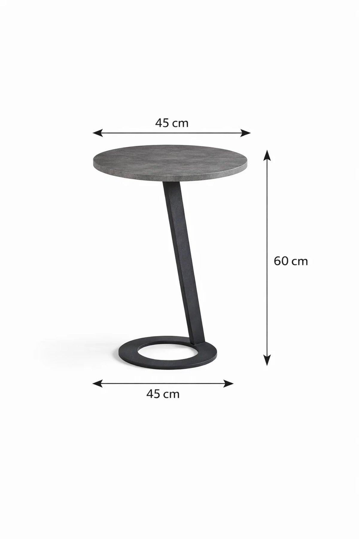 Elegant D.Grey Side Table with Sleek Metal Base, 45x45x60 CM elegant grey side
