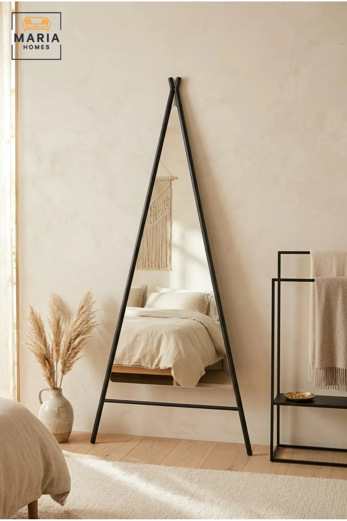 Modern Full Length Floor Mirror with Triangular A-Frame Stand, Freestanding Dressing Mirror for Bedroom, Dressing Room, Entryway and Boutique