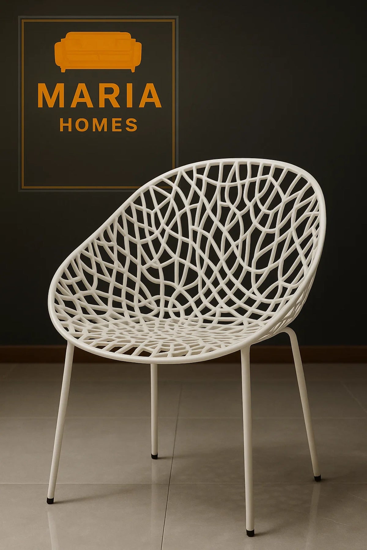 Modern White Net Design Outdoor Chair Ð Stylish & Durable Plastic Seating