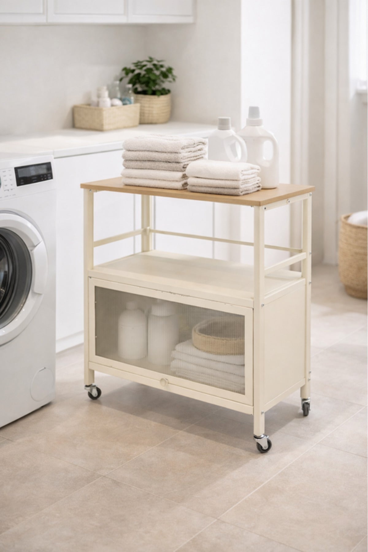 Mobile Storage Cabinet Shelf with Wheels 60_40_80 cm Multi-Purpose Organizer