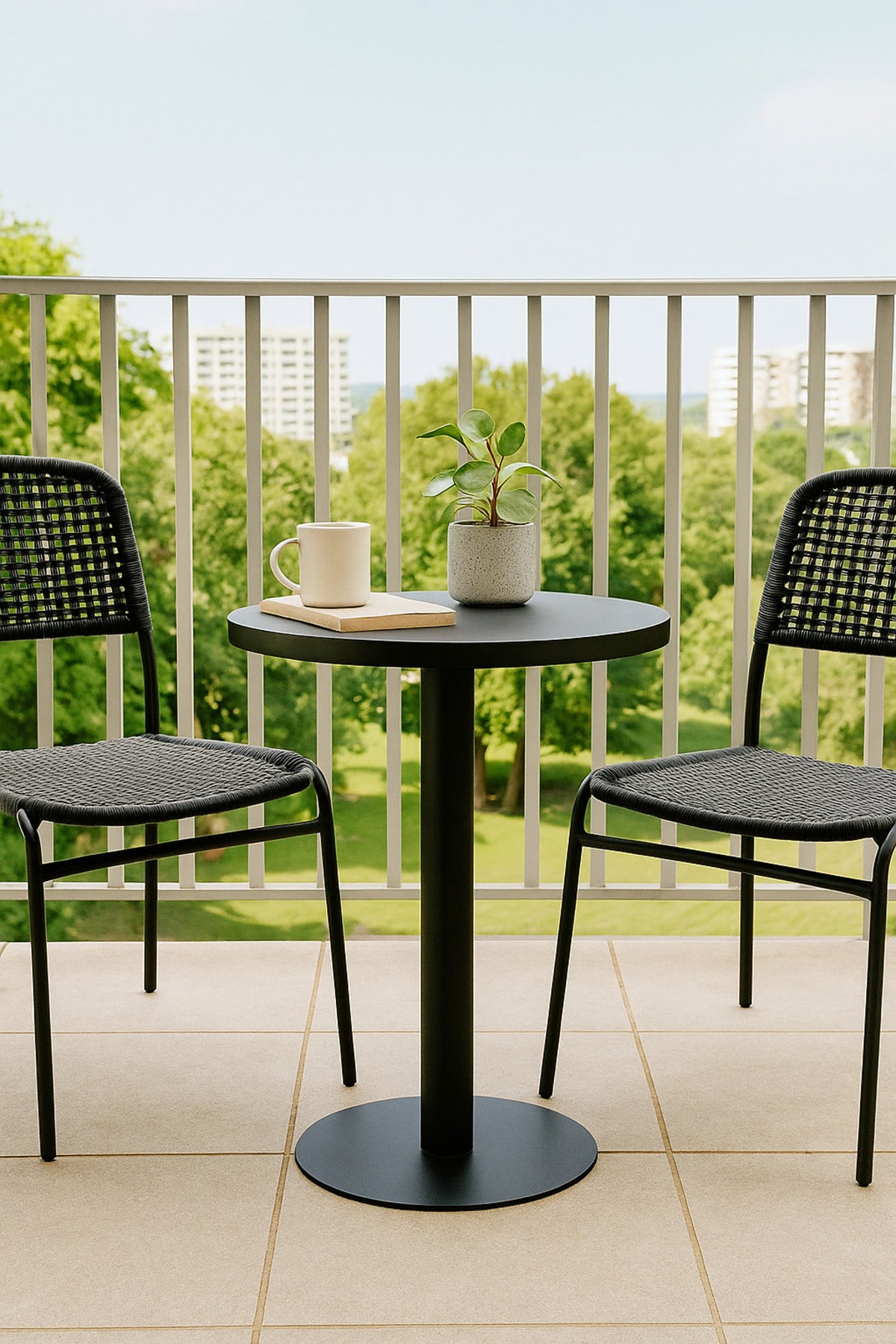 Round Metal Coffee Table Ð Black Modern Minimalist Table for Living Room or CafŽ