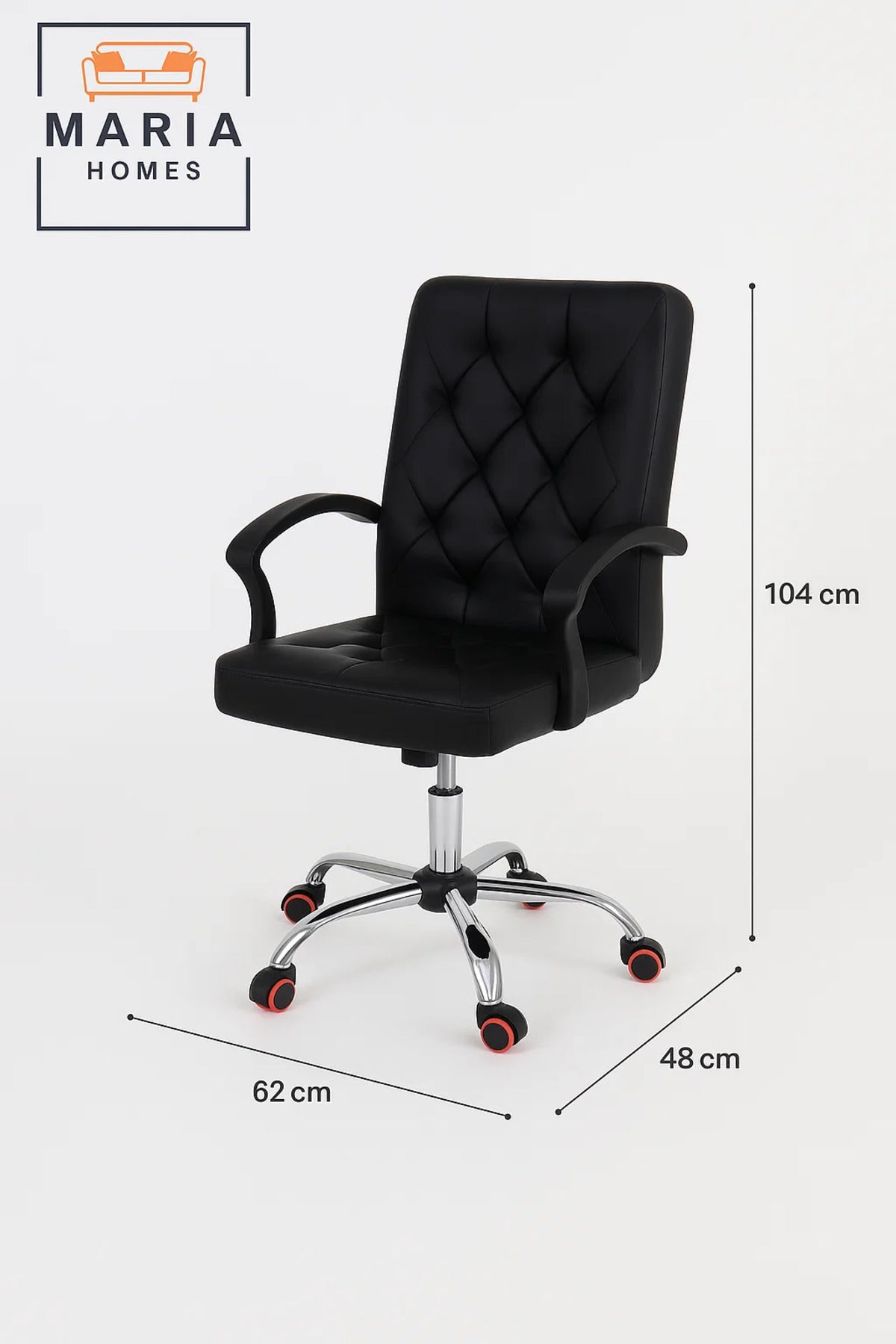 Ergonomic Black Office Chair with Padded Backrest and Wheels for Home and Office Comfort