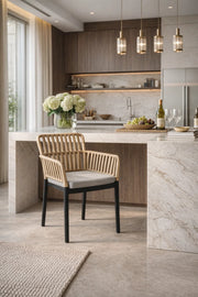 Elegant Beige Plastic Chair with Cushioned Seat, 80x57x48 CM elegant beige plastic