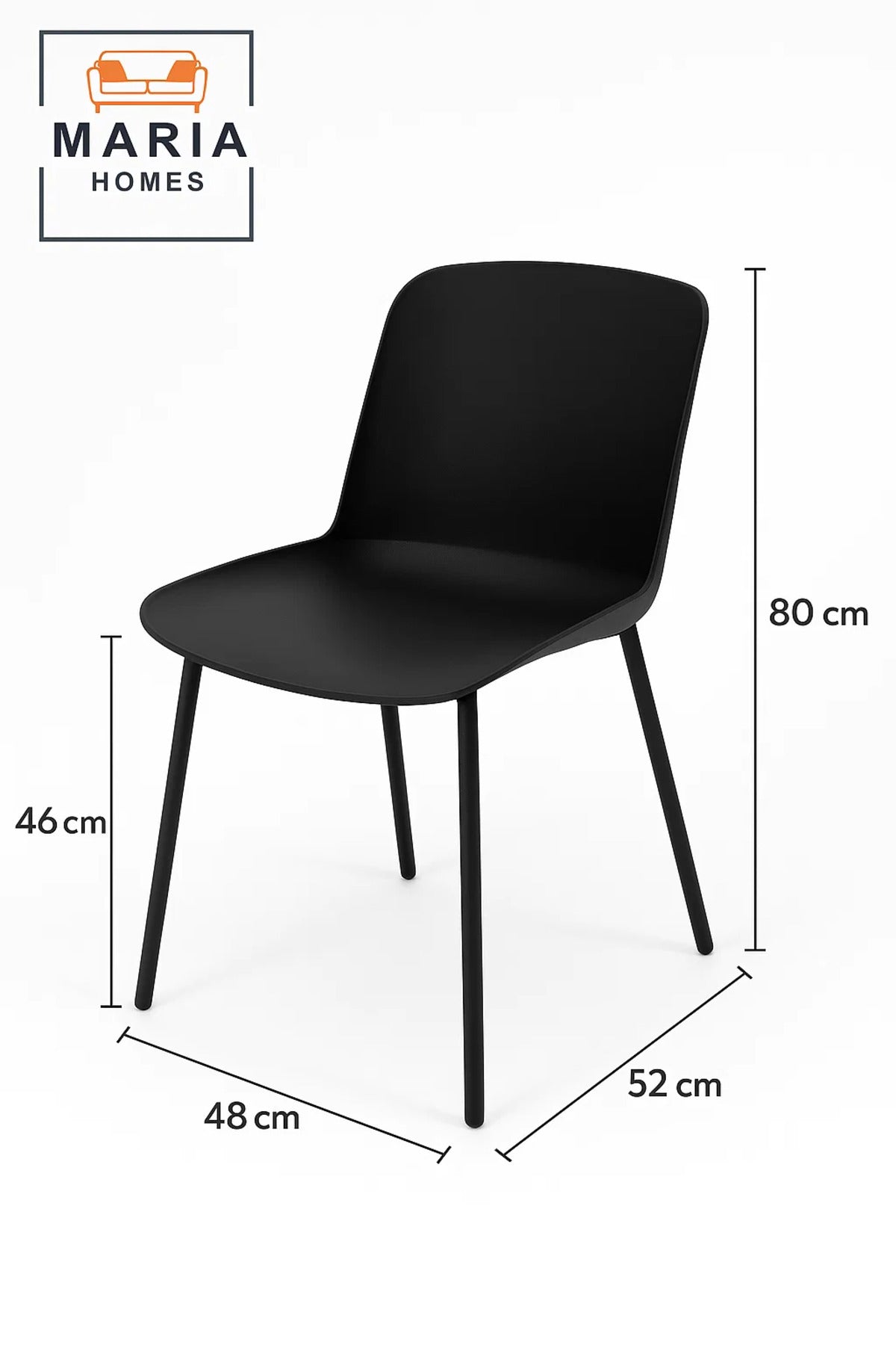 Modern Black Dining Chair with Ergonomic Plastic Seat and Metal Legs Ð Minimalist Home Furniture