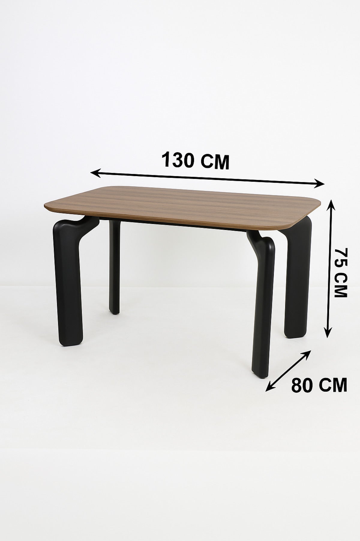 Modern Brown Dining Table DT-808 Ð 130_80_75 cm | Wooden Top Table with Black Designer Legs