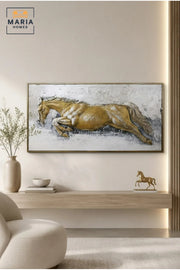Luxury Running Horse Framed Wall Art Ð Modern Equestrian Painting for Living Room, Bedroom, Hallway & Office DŽcor