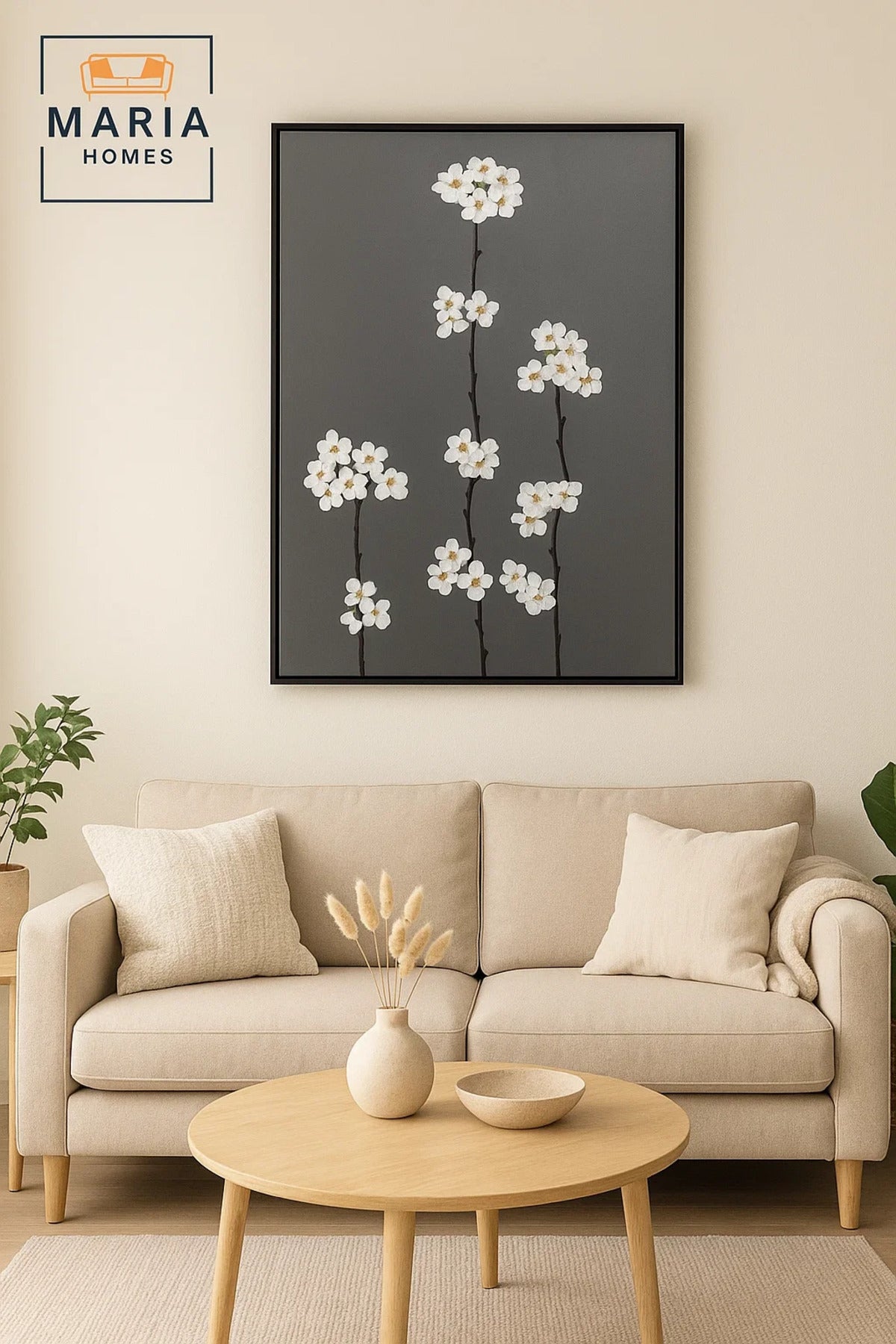Modern 3D Wall Art Ð Grey Floral Decorative Panel with Raised Flowers 120_80 cm