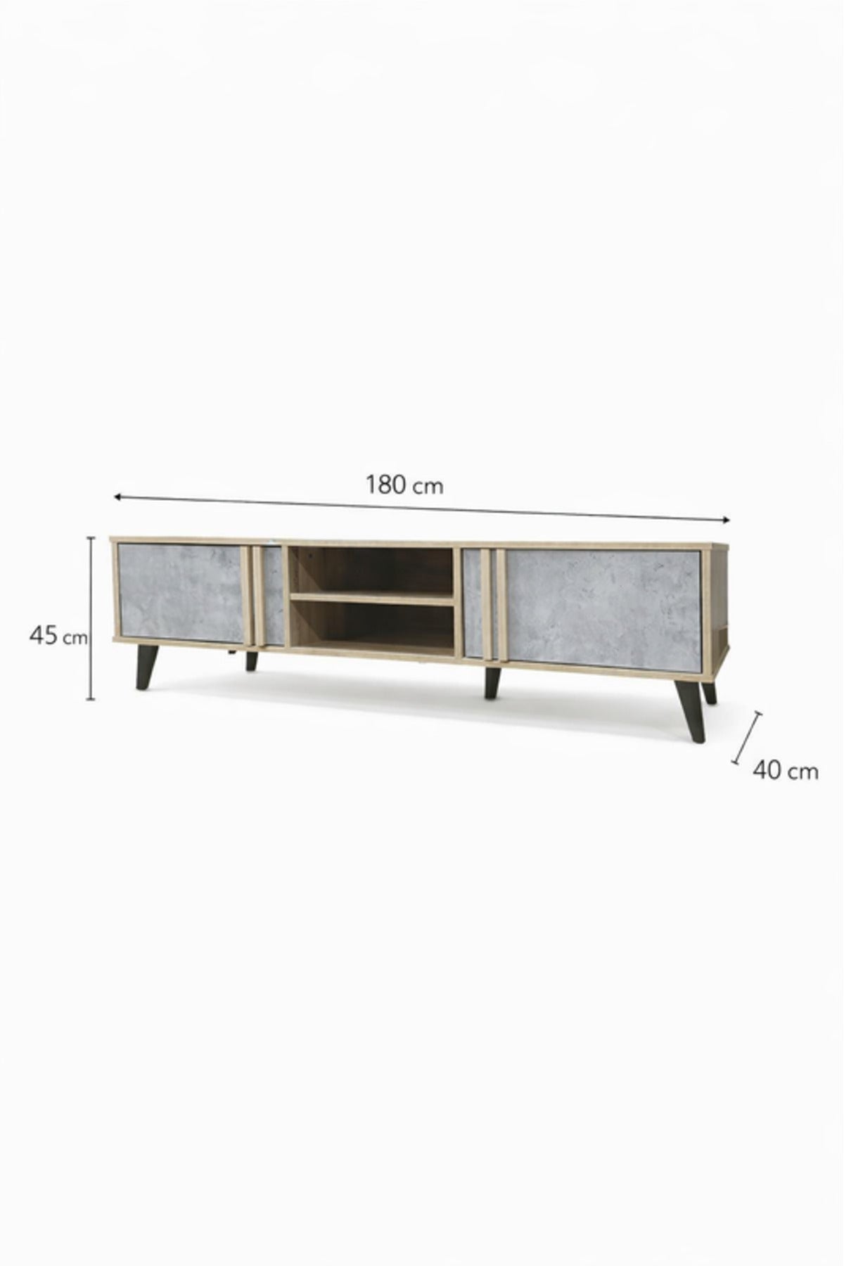 Modern Wood and Grey TV Stand with Storage 180 _ 40 _ 45 cm