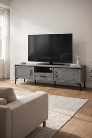 Modern Grey TV Entertainment Unit 160cm Wide Media Console with Storage Drawers Living Room