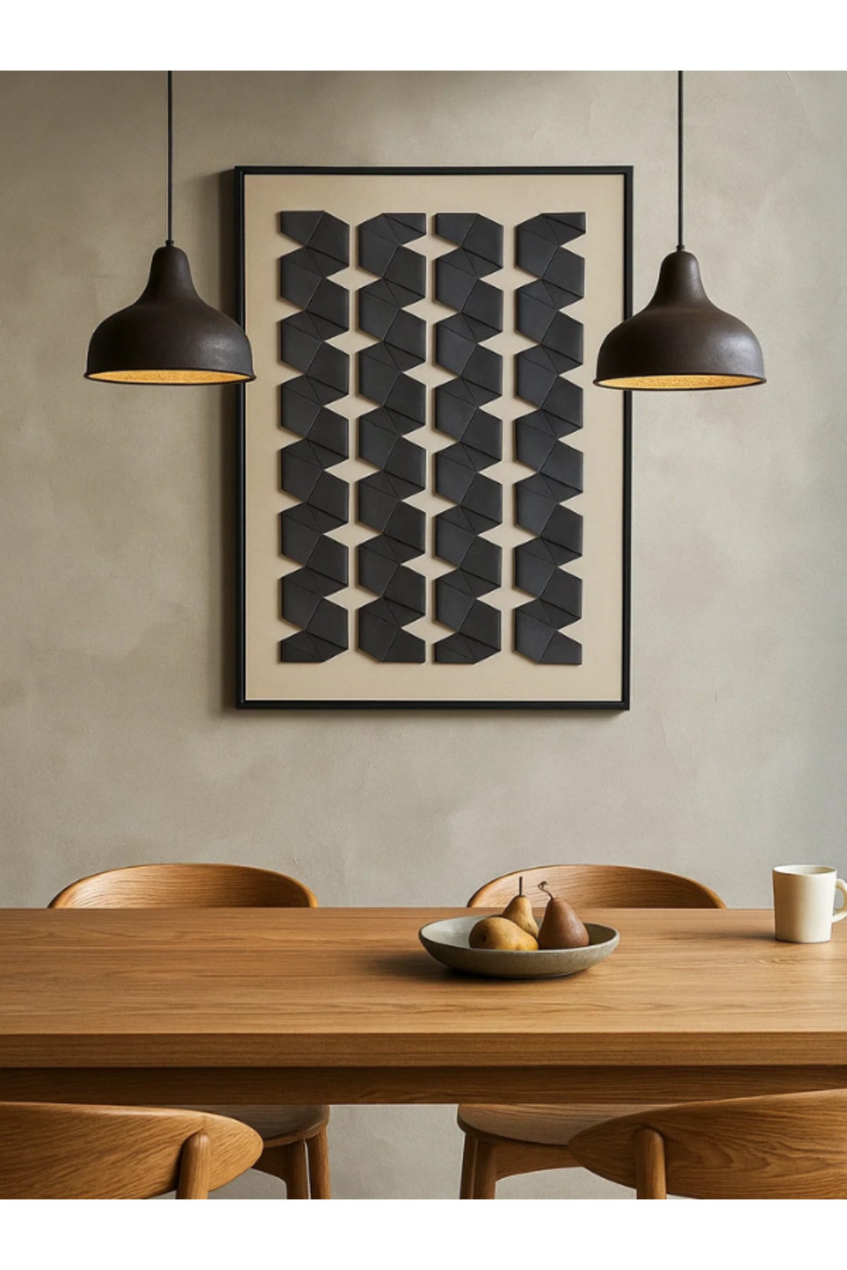 Modern 3D Geometric Wall Art Ð 120_80 cm Black Pattern Framed Canvas for Home DŽcor