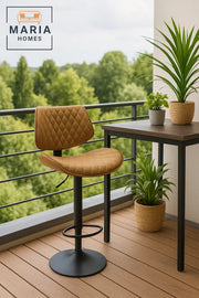 Dark Brown Modern Adjustable Bar Stool for Kitchen Island & Home Bar, Swivel, Cushioned Seat