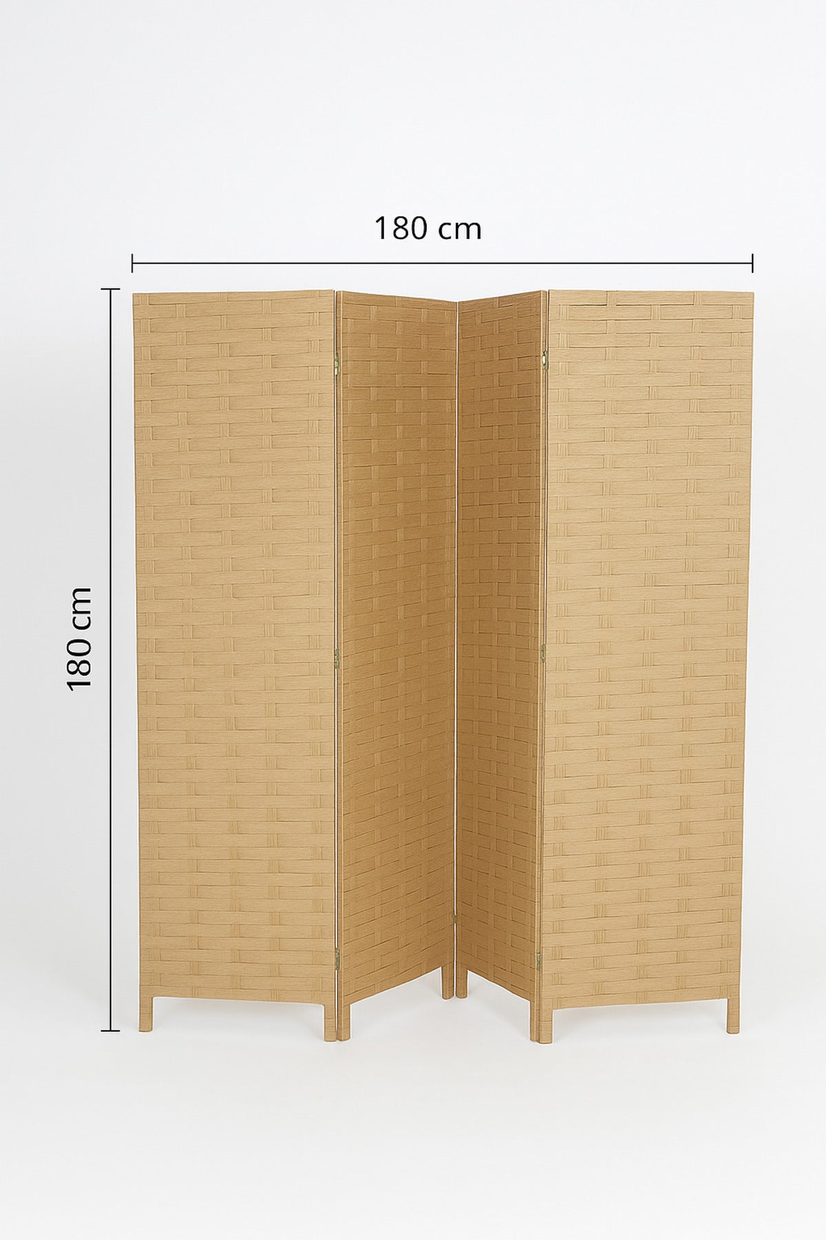 4-Panel Woven Room Divider Ð 180_180 cm Foldable Privacy Screen in Beige Rattan Design