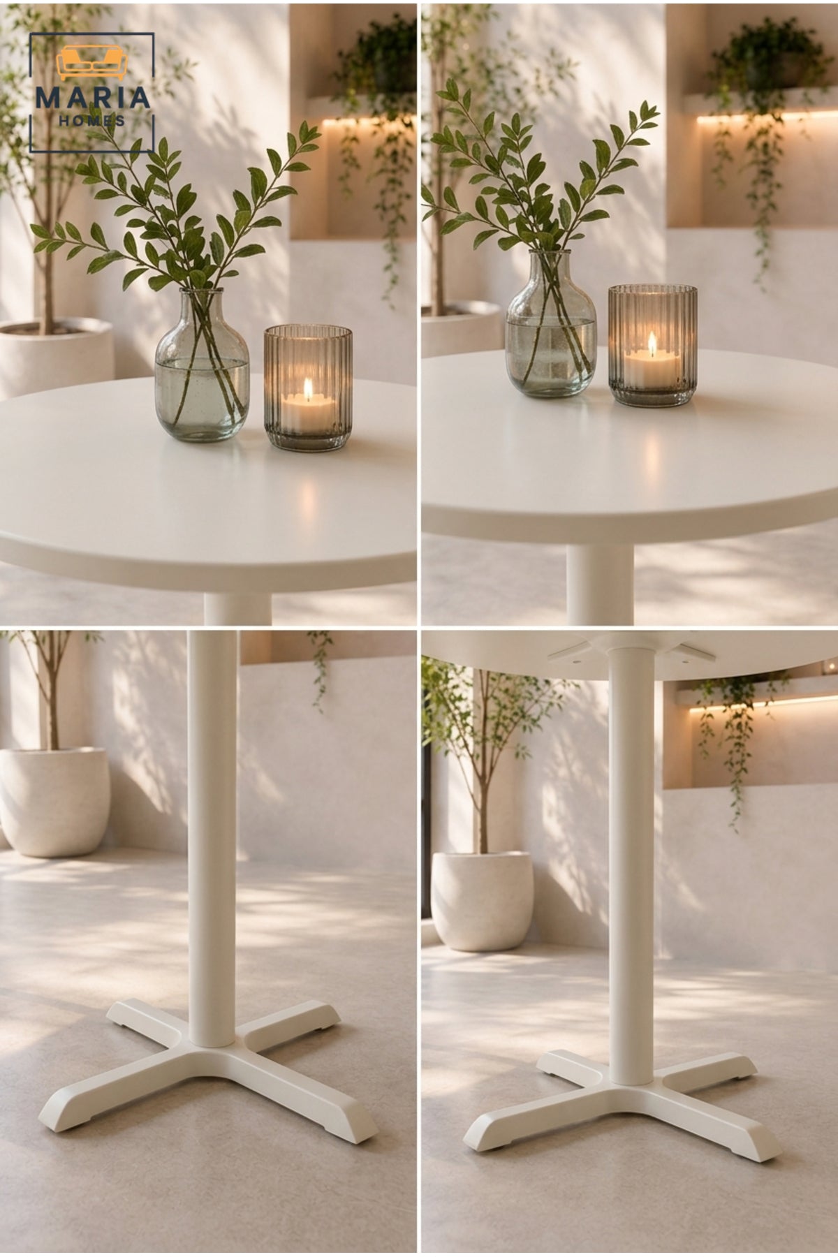 Modern Round Café Table Pedestal Dining Table Bistro Table for Coffee Shop Restaurant White
