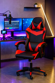 Red and Black Gaming Chair Ð Ergonomic Swivel Office Chair with Adjustable Height and Lumbar Support