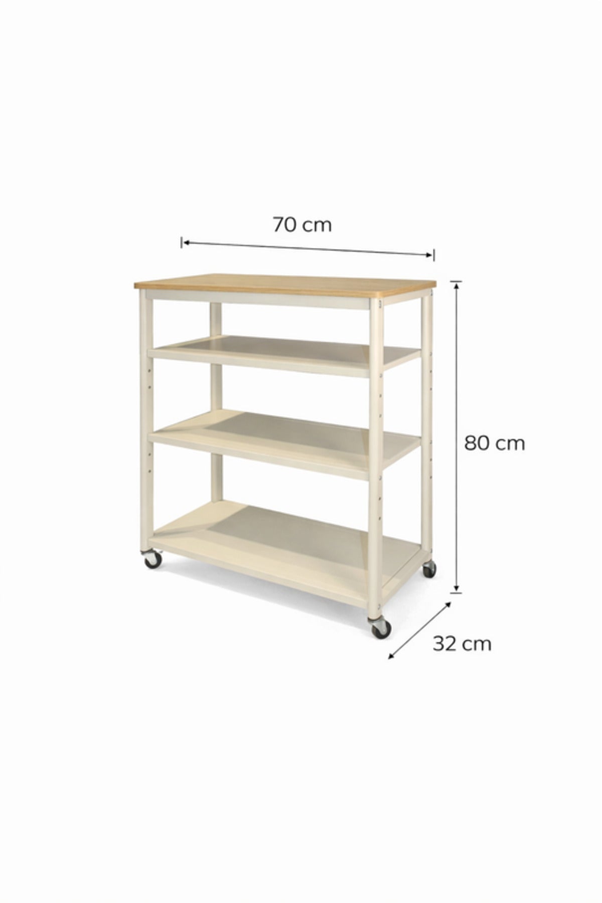 Multi-Tier Storage Shelf with Wheels 70_32_80 cm