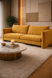 Yellow Fabric 3 Seater Sofa 204x84x80cm Modern Living Room Couch yellow fabric seater
