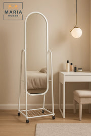 White Full Length Standing Mirror with Metal Frame Floor Dressing Mirror for Bedroom Hallway Decor