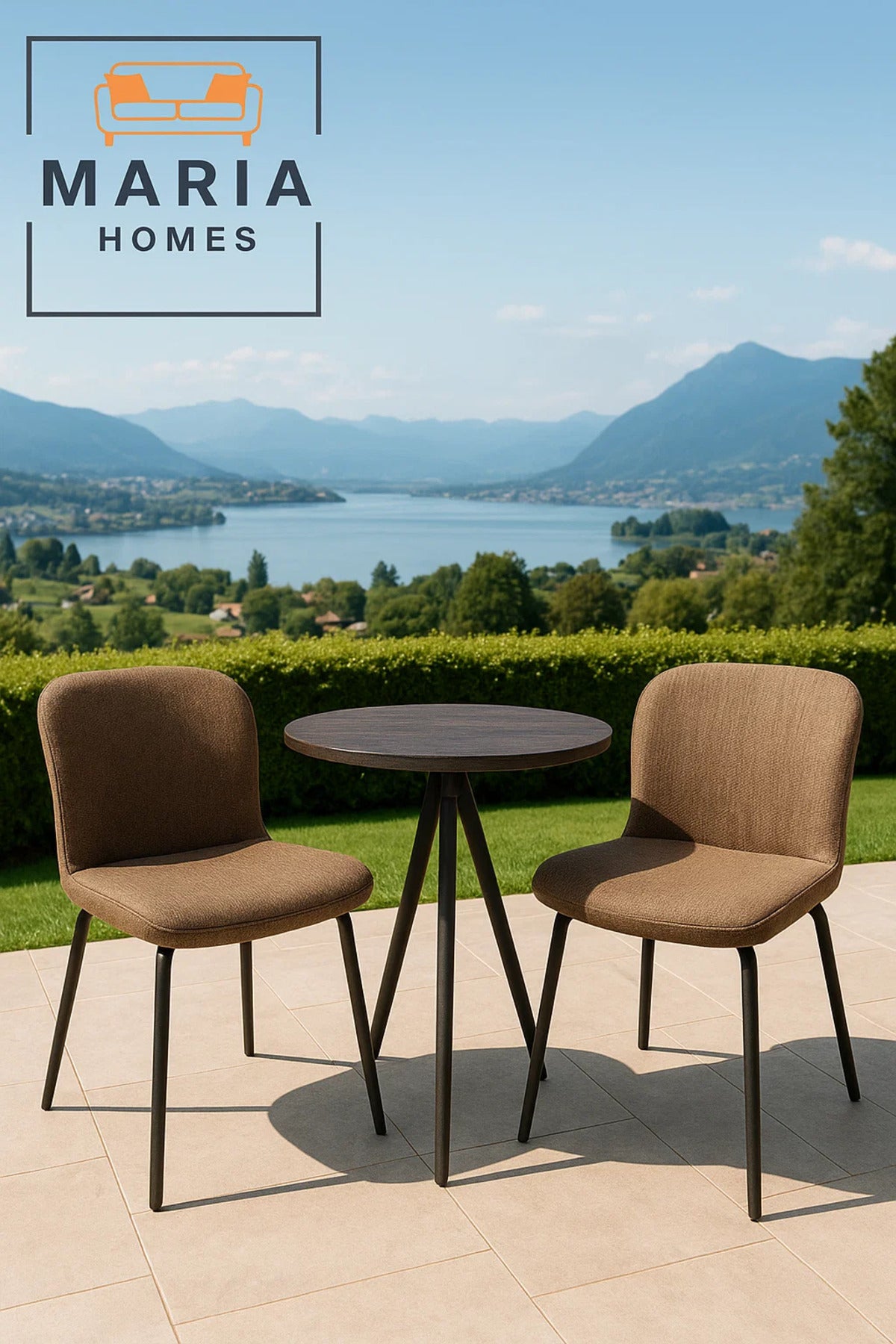 Textured Brown Fabric Dining Chair Ð Upholstered Seat with Black Metal Legs for Home or CafŽ Use