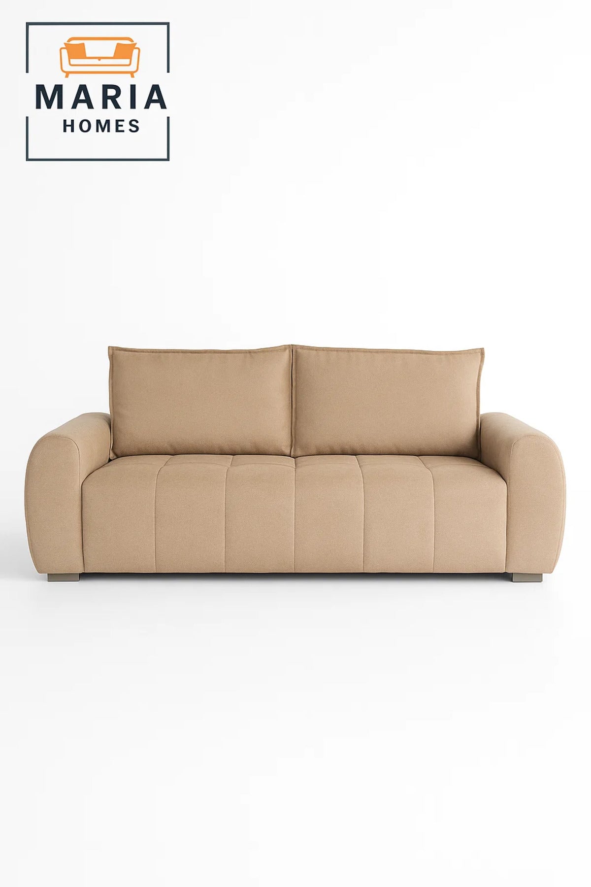 Modern Beige 3 Seater Sofa Ð Comfortable Living Room Couch with Soft Fabric Upholstery