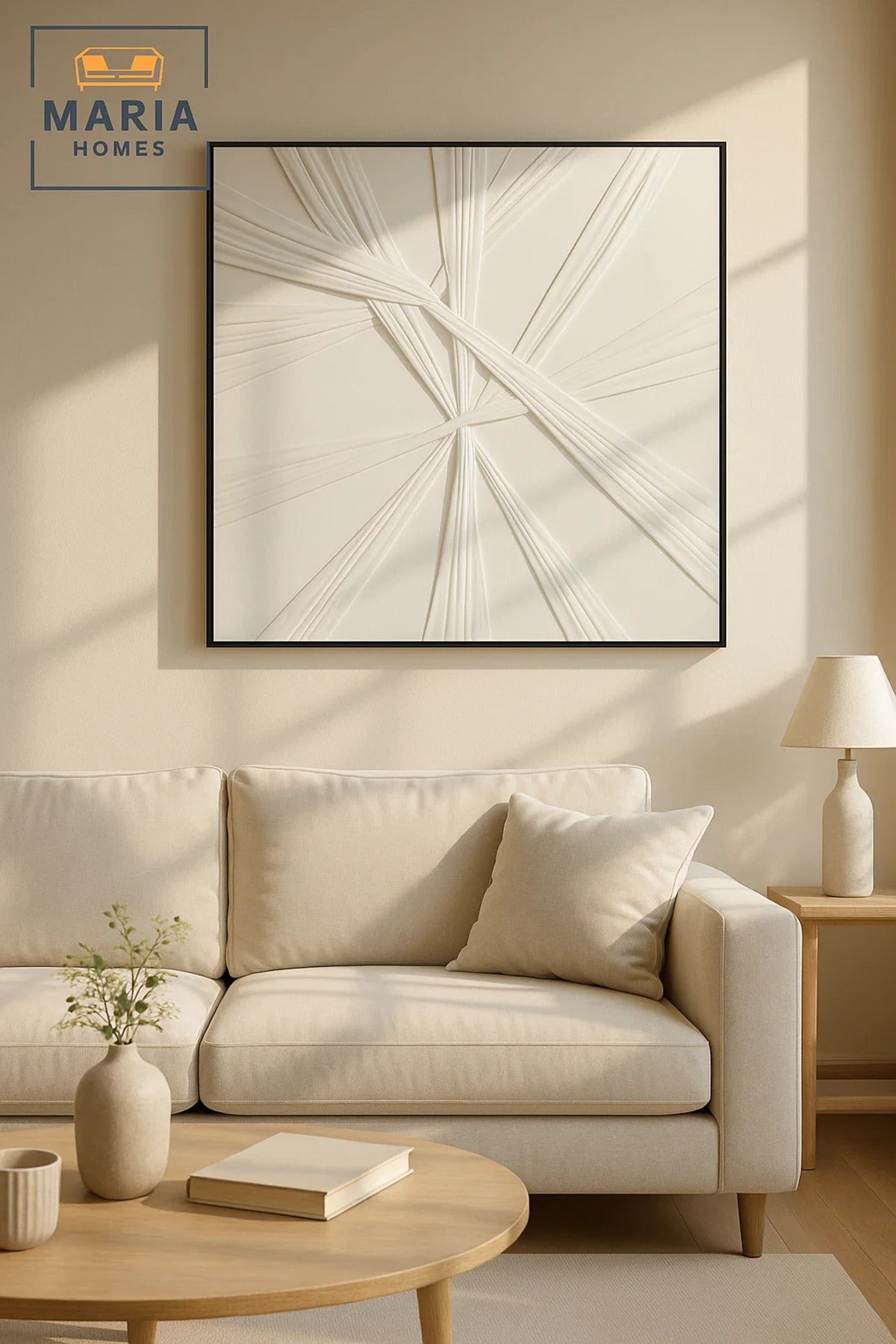 White Abstract Wall Art Modern Minimalist Decor for Living Room Bedroom Office Interior
