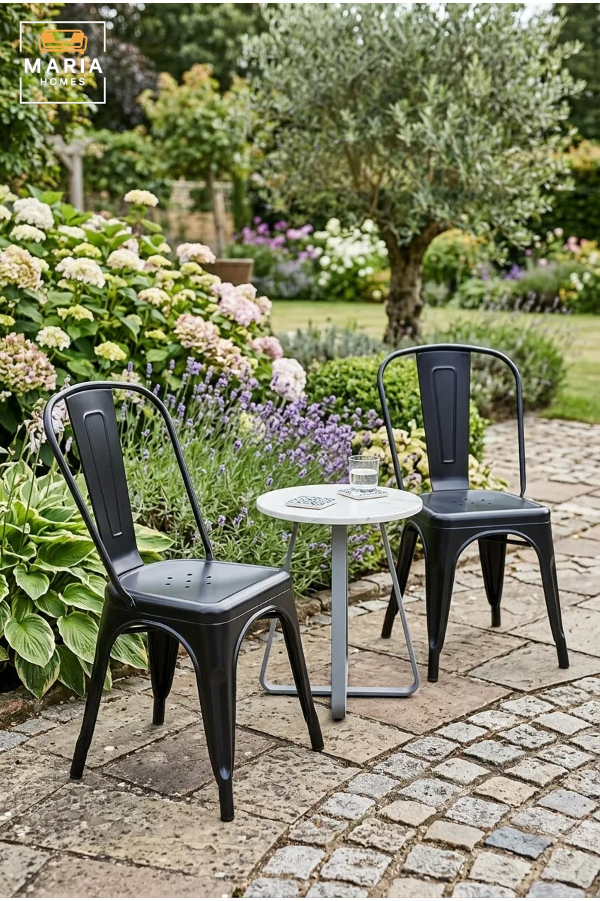 Modern Black Outdoor Chair – Stackable Patio Chair for Garden, Balcony, Café & Outdoor Dining