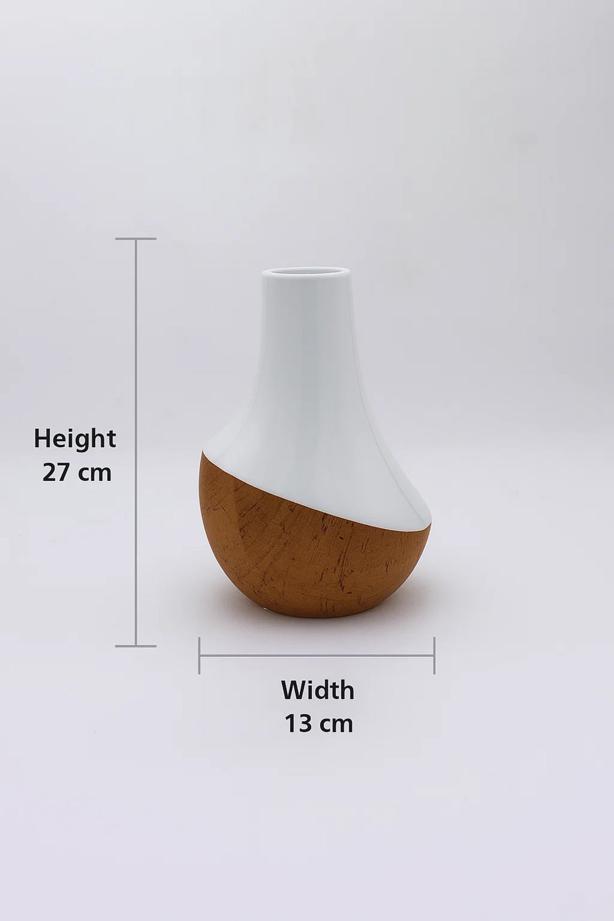 White and Cork Finish Ceramic Vase Ð Large Modern Decorative Flower Pot