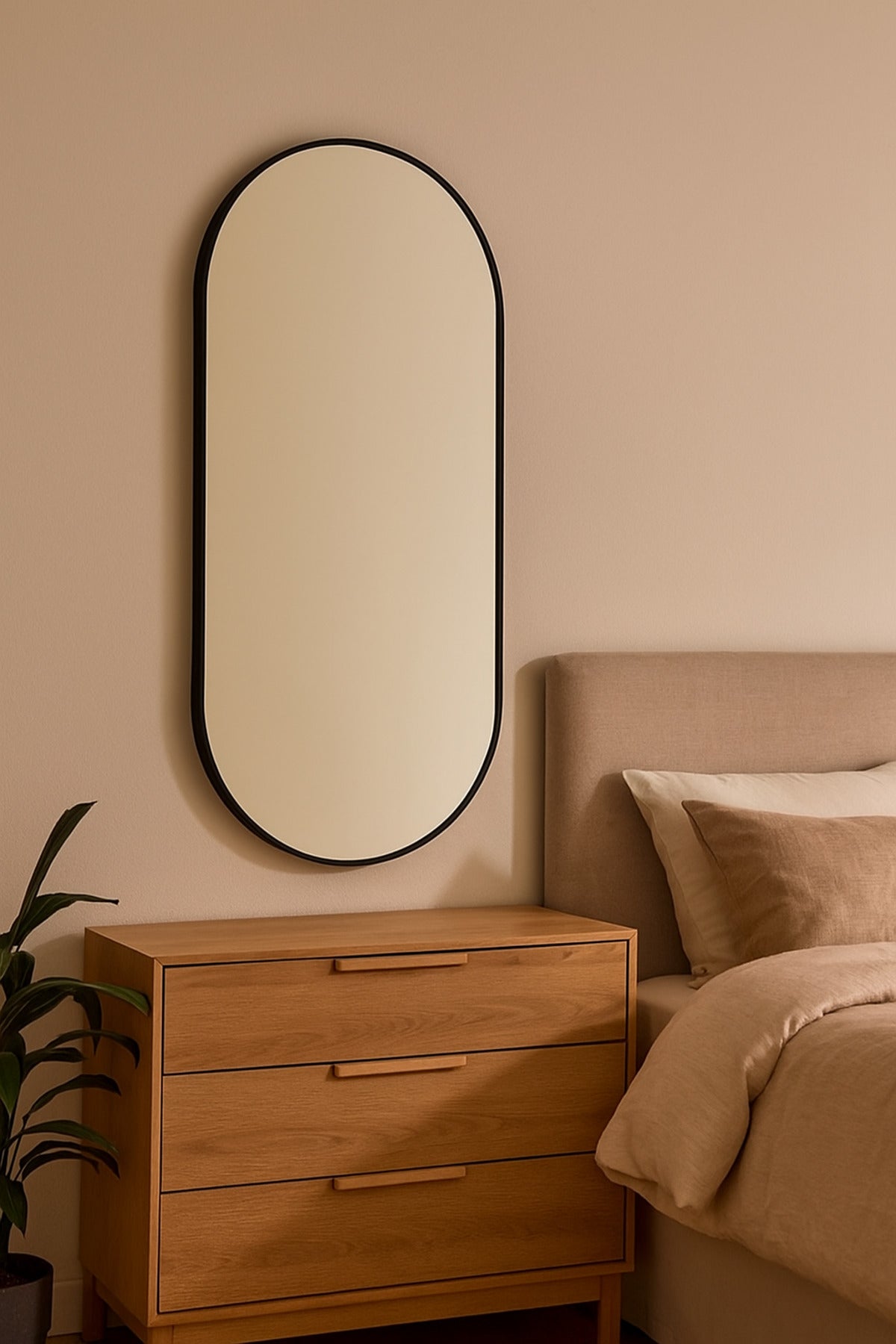 Oval Wall Mirror with Black Frame Ð 120_60 cm Modern Full-Length Decorative Mirror