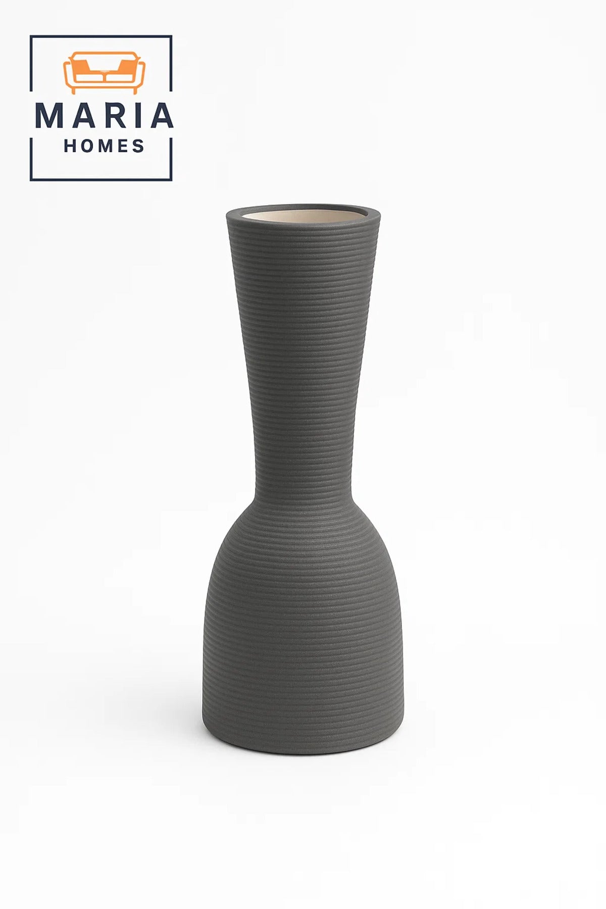 Modern Grey Decorative Vase Ð Sculpted Ceramic Table Vase with Textured Finish