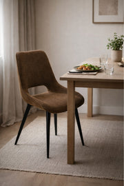 Brown Fabric Dining Chair 87x49x46cm Modern brown fabric dining Kitchen