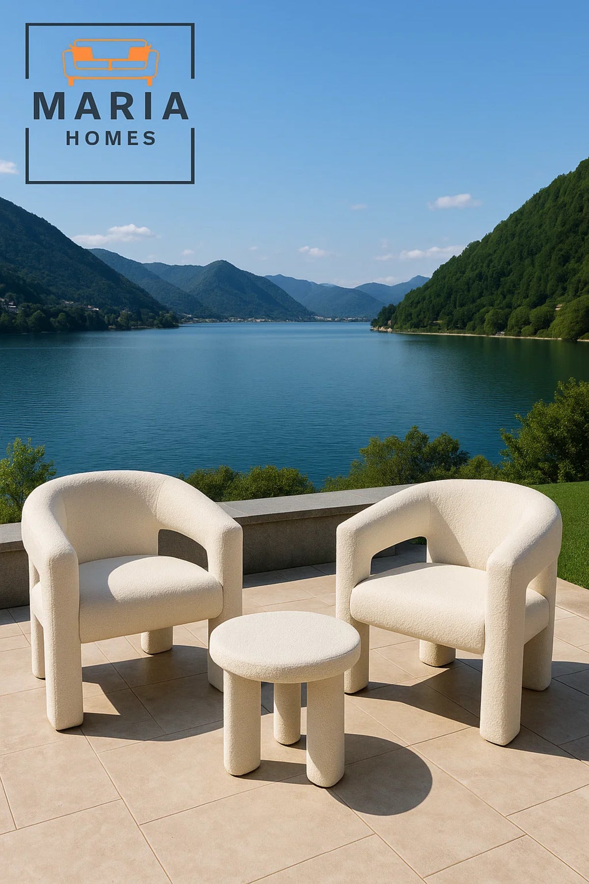 Modern White BouclŽ Accent Chair Ð Cozy & Contemporary Armchair for Home or Office
