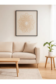 Modern Abstract Wall Art Ð 90_90 cm Beige Line Pattern Framed Canvas Decoration