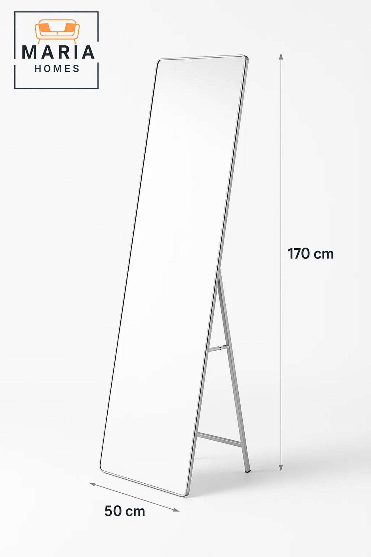 Full Length Silver Frame Standing Floor Mirror for Bedroom Dressing Room D≈Ωcor 170x50