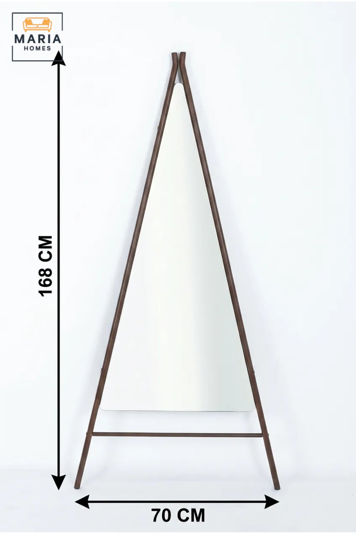 Modern Full Length Floor Mirror with Wooden Triangular A-Frame Stand, Freestanding Dressing Mirror for Bedroom, Entryway, Wardrobe and Boutique