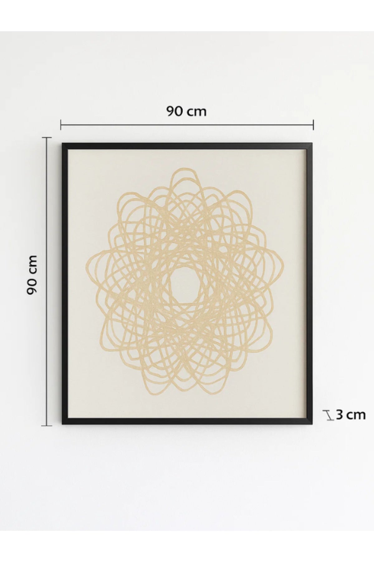 Modern Abstract Wall Art Ð 90_90 cm Beige Line Pattern Framed Canvas Decoration