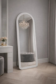 Modern White Arched Standing Mirror Full Length Floor Design 160x60cm for Bedroom Furniture